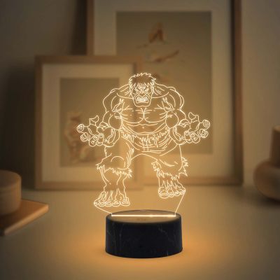 3D Illusion Hulk Marvel Super Hero Night Lamp with Warm White Light Gift for Marvel Fans Gift for Avengers Lovers Kids Room Decor